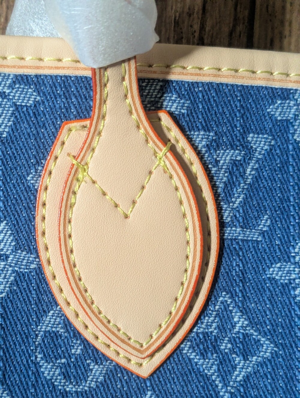 Blue Monogram Denim Jean Tote Bag Purse with Matching Wristlet Pouch 3 Piece Set - Picture 13 of 16